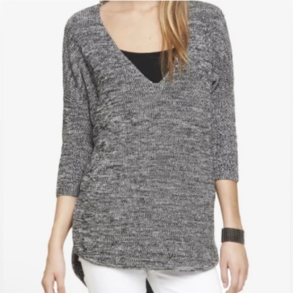 Express black Marled oversized Boxy Sweater half Sleeve 100% Cotton Size M